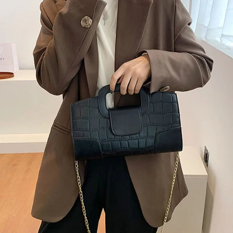 Retro Small Square Hobo Bag Chic Chain Strap Crossbody Versatile Fall Qme