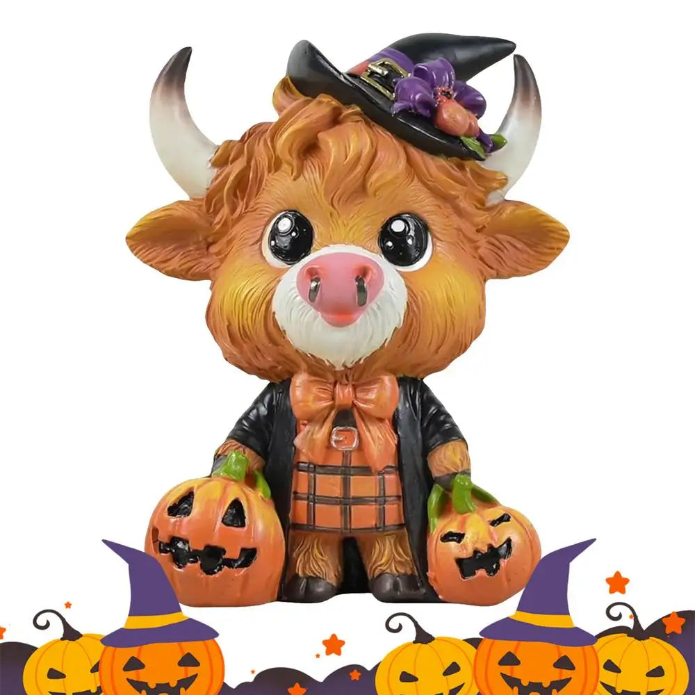 Halloween Highland Cow Figure Cattle Gnome Decorations Resin Animal Qme A China Mainland