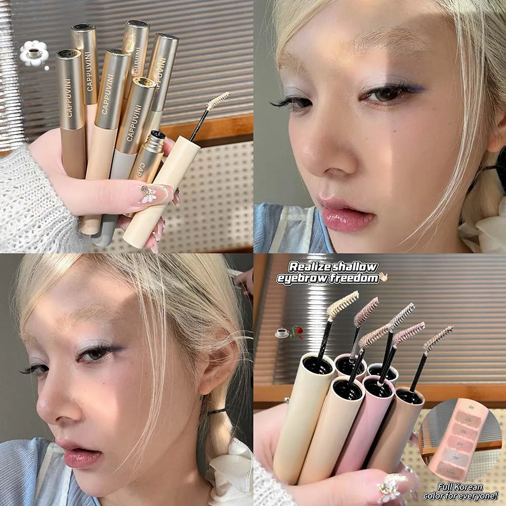 6 Colors Natural Brow Pomade, Waterproof Tinted Eyebrow Gel Cream, Soft Matte Hairy Brow Makeup with Wheat Brush Qme