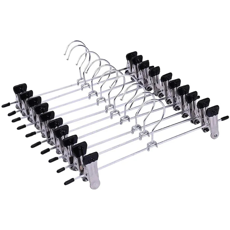 5pcs Metal Pants Racks Wind Proof Multi-purpose Skirt Racks For Clothes Drying Trousers Wardrobe Clip Anti-slip Clothes Hanger Qme