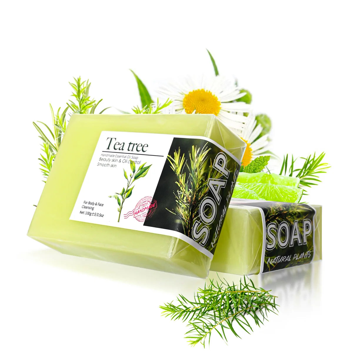 2Pcs100G Tea Tree Oil Soap Bar Deep Cleansing Facial Bath Acne Pimple Qme