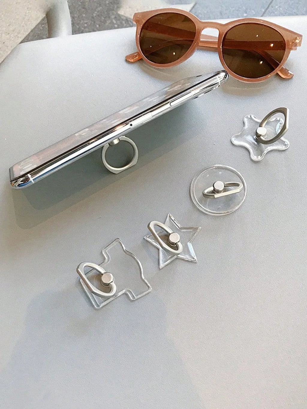 Randomly Shaped Transparent Mobile Phone Ring Holder Acrylic Crystal Qme
