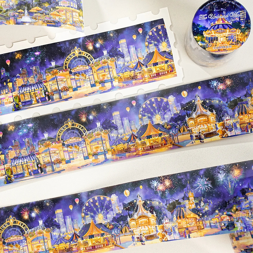 Watercolor Landscape Theme PET Tape 1 Roll for Scrapbooking DIY Scrapbook Collage Material Phone Case Notebook Decoration Qme