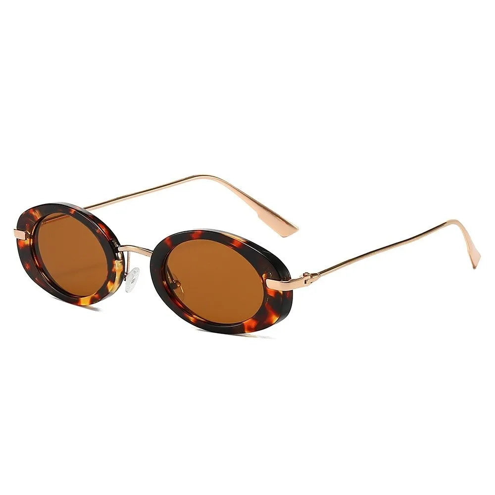Vintage Retro Oval Sunglasses Small Frame Classic Trendy Fashion Qme Style E