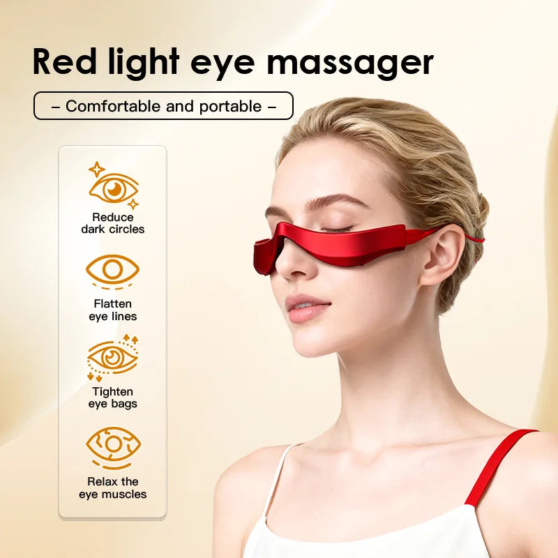 3D Red Light LED Eye Massager Dark Circle Puffiness Relief Anti-aging Qme