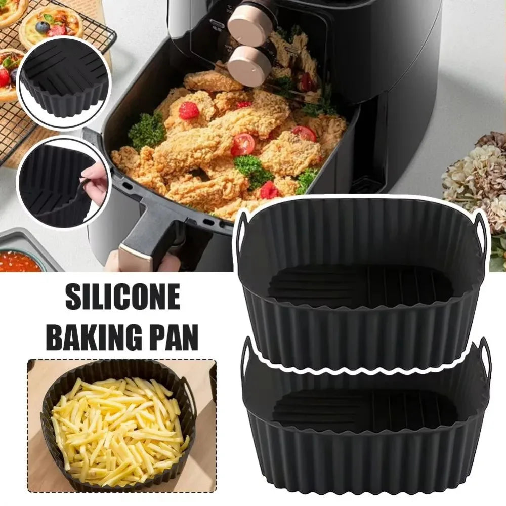 Square Reusable Silicone Air Fryer Liners Non-stick Heat Resistant Baking Liner for 4-7QT Home Kitchen Cooking & Baking Supplies Qme