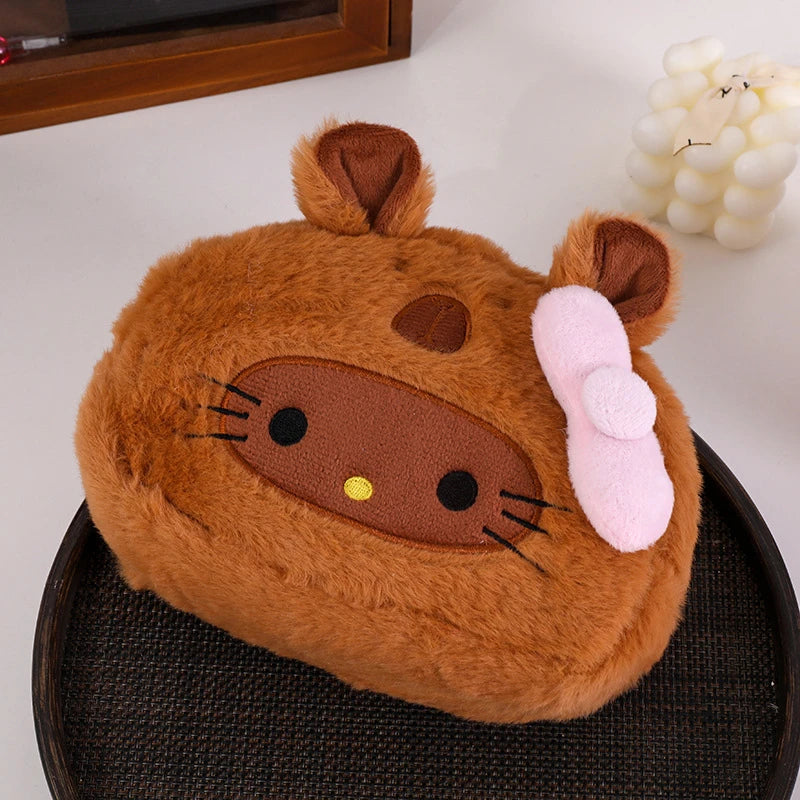 Sanrio KT Cat Plush Pencil Case High-value Cross Dressing Beaver Qme brown