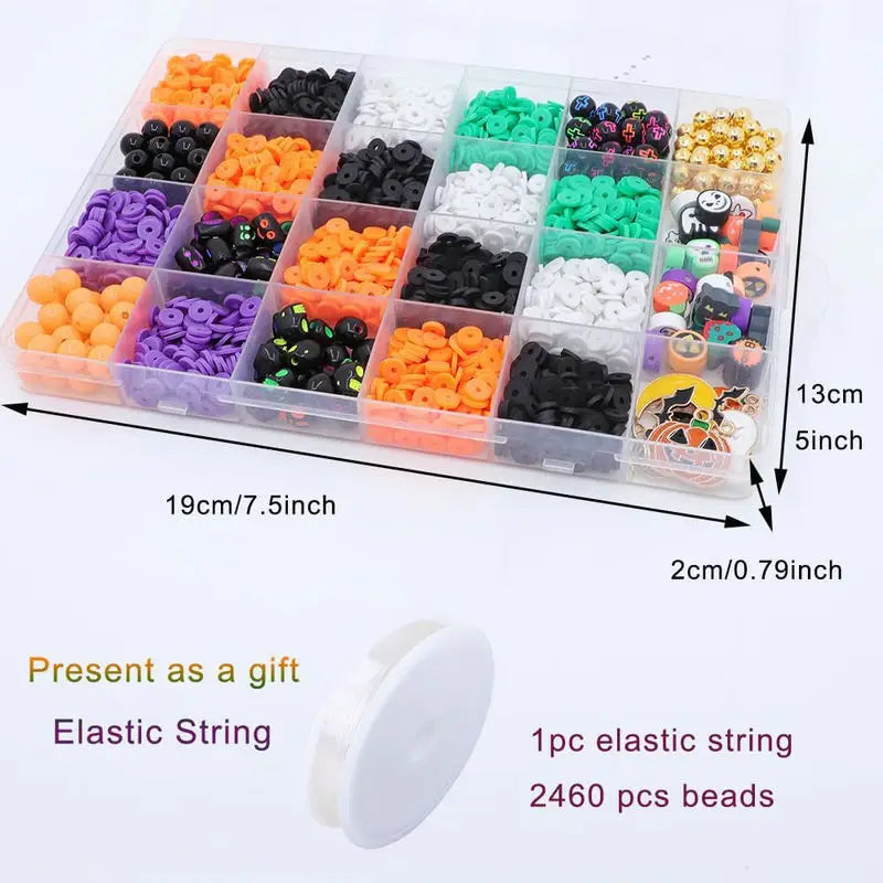 Halloween Clay Beads Kit Friendship Bracelet Making Kit with Charms and Gold Spacer Beads for Jewelry Making DIY Halloween Gift Qme