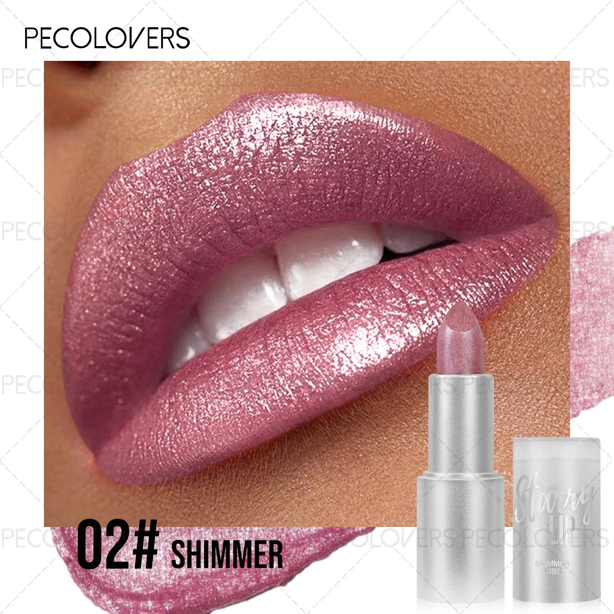 Mermaid Pearlescent Glitter Lipstick Waterproof Long-lasting Metallic Qme 02