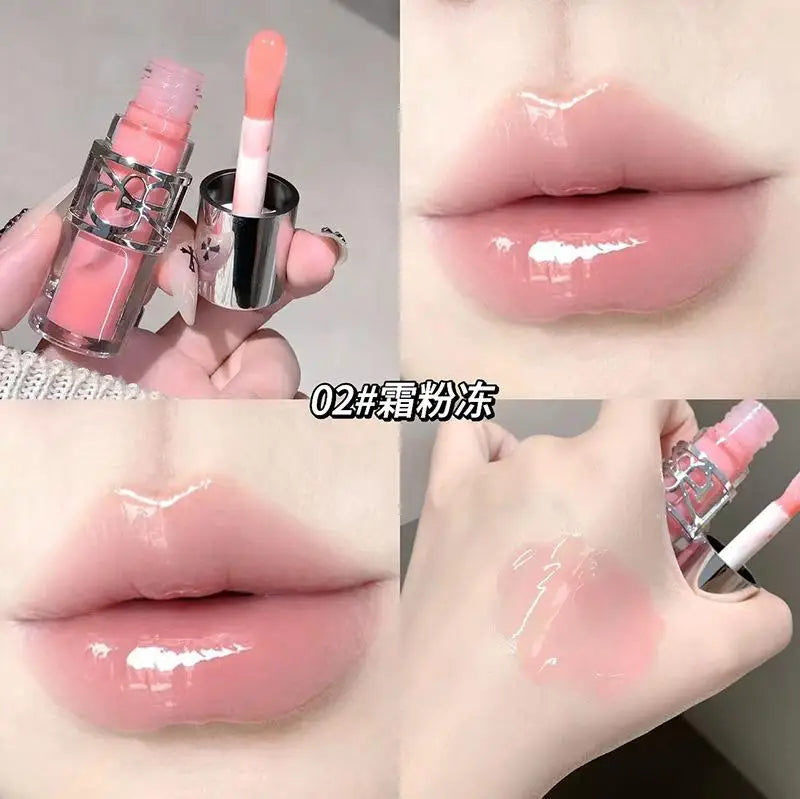Clear Glass Gray Coffee Shine Lip Gloss Mirror Watery Moisturize Plumper Long Lasting Lip Tint Juicy Lip Oil Gloss Stain Makeup Qme 02