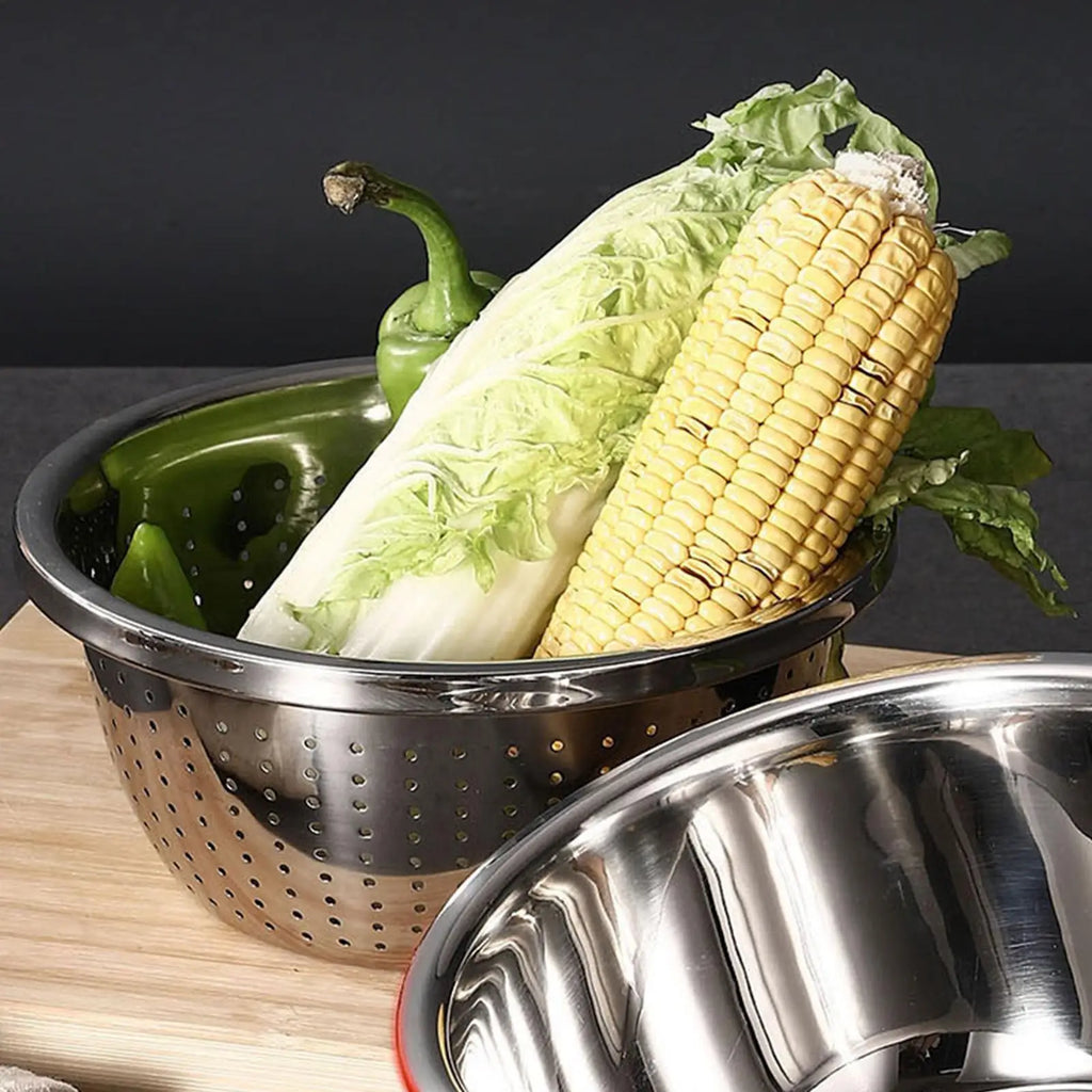 Mesh Strainer Bowl Multipurpose Draining Basket Grater Stainless Qme