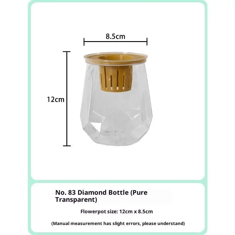 Mini Self Watering Flower Pot Fish Tank Transparent Plastic Plant Pots Self Watering Planter Pot Vase For Home Decoration Qme Transparent