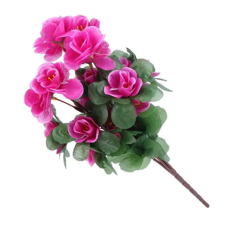 Artificial Azalea Flowers Bouquet Fake Rhododendron Outdoor Garden Qme Purple