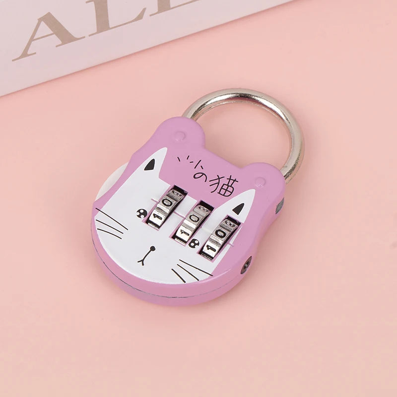 Cute Cat Code Number Lock Anti-theft Strength Accurate Mini Luggage Qme A4 Purple