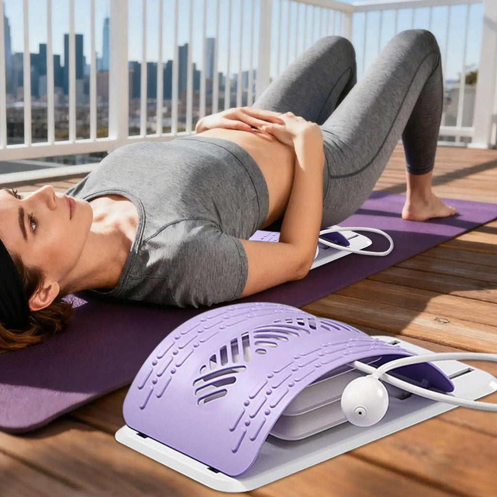 Lumbar Stretcher Ergonomic Back Stretcher for Lower Back Relief Adjustable Support Board Corrector for Workout Women Men Indoor Qme