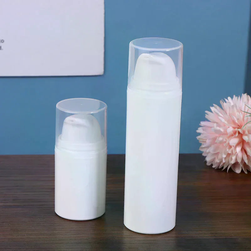 Plastic Travel Bottles Cream Refillable White Airless Pump Emulsion Qme