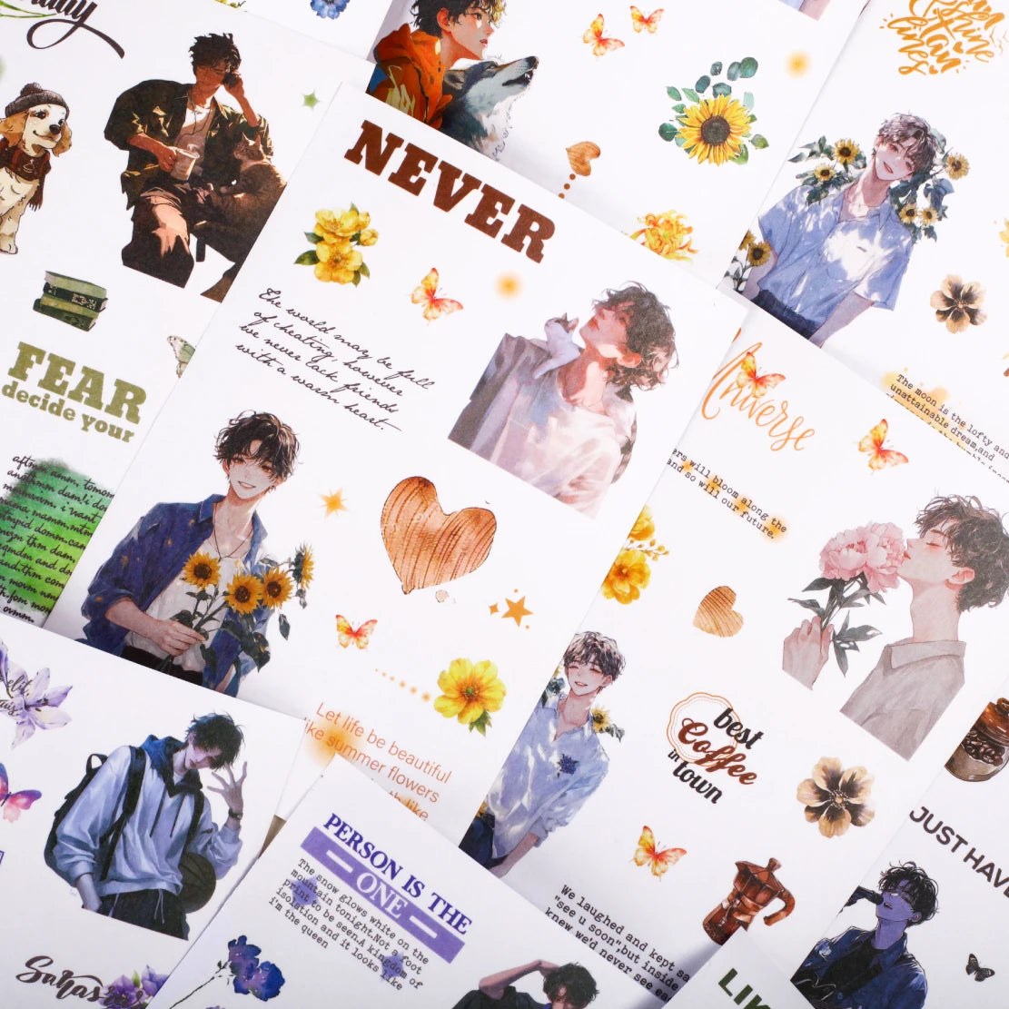 10 pcs Mu Guang Confession Series Cut Film Sticker Book Y2K Sticker Journal Handbook Scrapbooking Kawaii Decoration Sticker Gift Qme