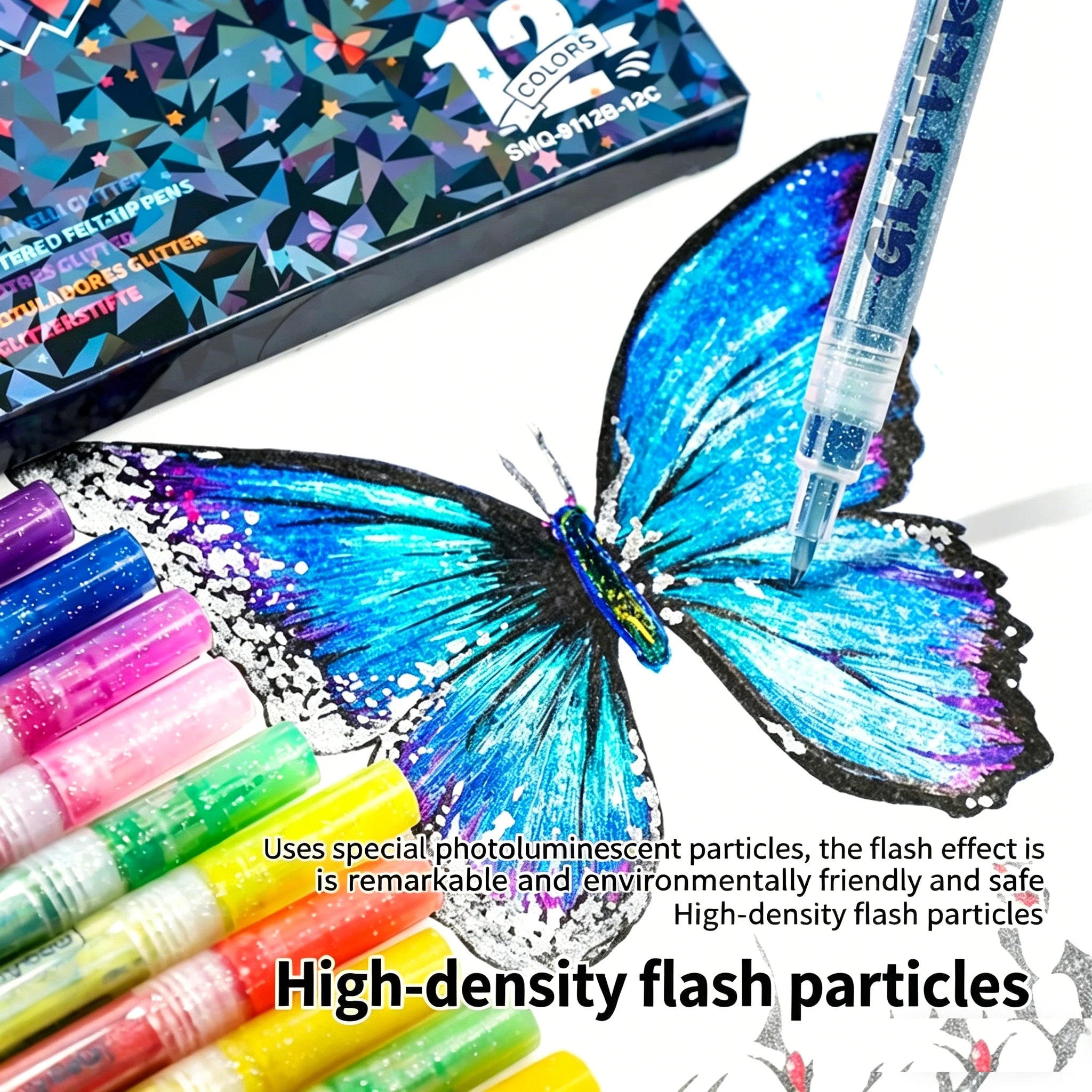 12-36 Colors Glitter Acrylic Markers, Vibrant Colors for Doodling & Card Making. Perfect for Adult DIY Crafts & Art Supplies Qme