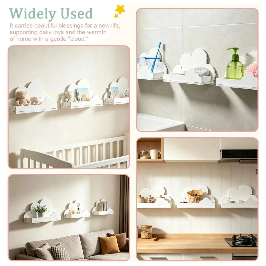 Wall Mounted Shelf 3 Aesthetic Cloud Modern Storage Floating Decor Qme