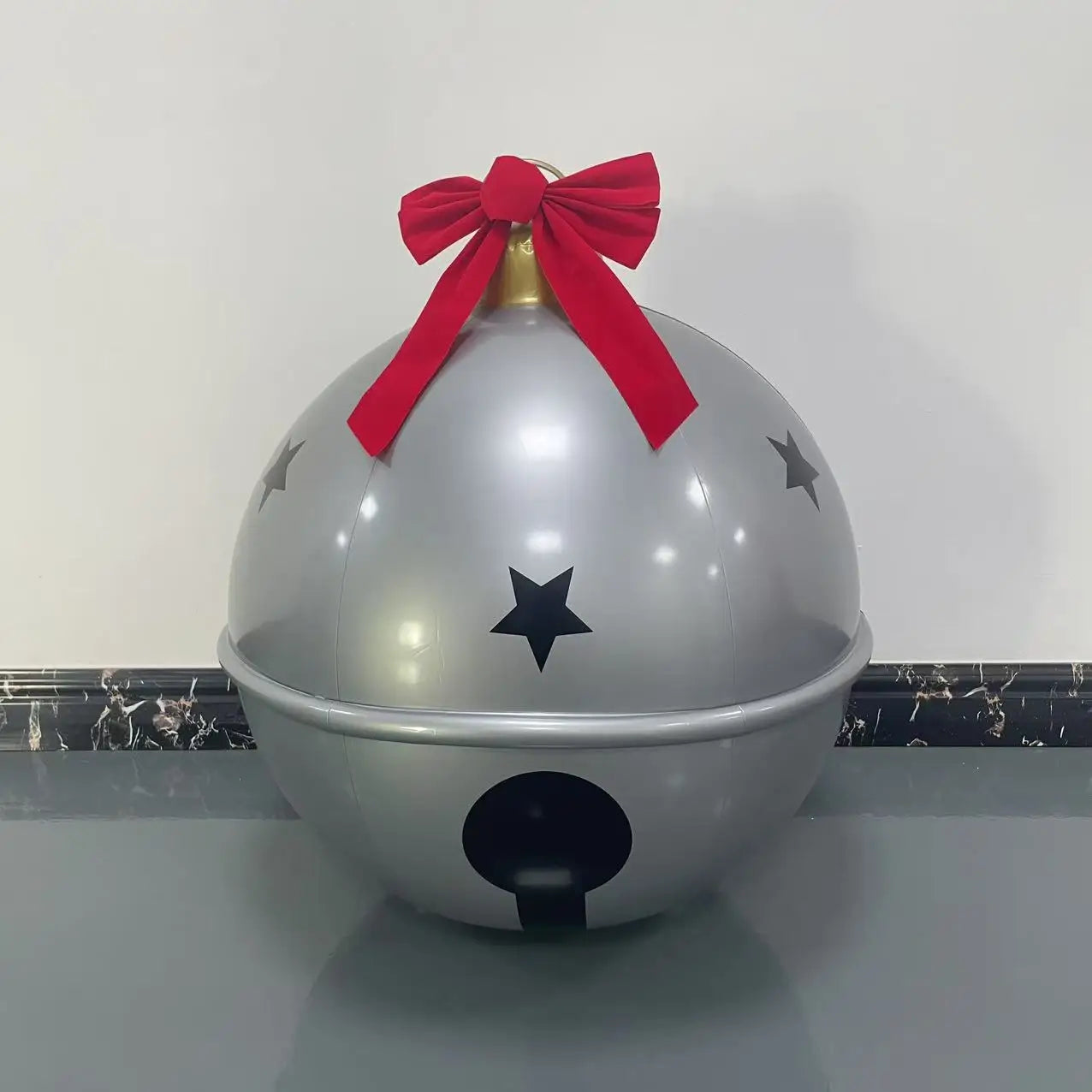 Large Christmas Ball Ornament Inflatable Bell Extra-Large Christmas Tree Decoration Outdoor Balloon Festive Holiday Decor Qme GRAY 60cm