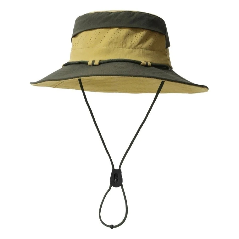Sweet Color Blocking Sun Protection Bucket Hat Adjustable Visor Sunscreen Fisherman Hat Quick Drying Korean Style Sun Hat Hiking Qme Yellow Green