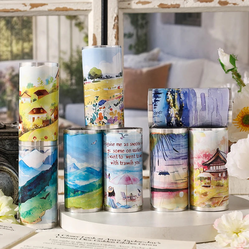 4 Rolls/Box 80mm*2m Big Size Washi Tape Box Set Scrapbooking Supplies DIY Adhesives Diary Collage Album Decor Stationery Tape Qme