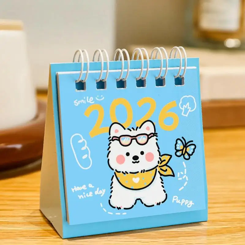 2026 Cute Cartoon Dog Calendar Portable Pocket Year Simple Ins Small Qme A4