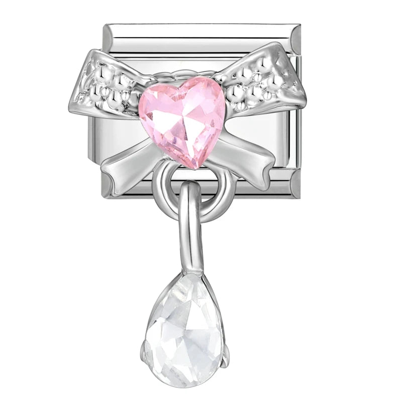 Colorful Square Zircon Pendant Italian Charm Fit Stainless Steel