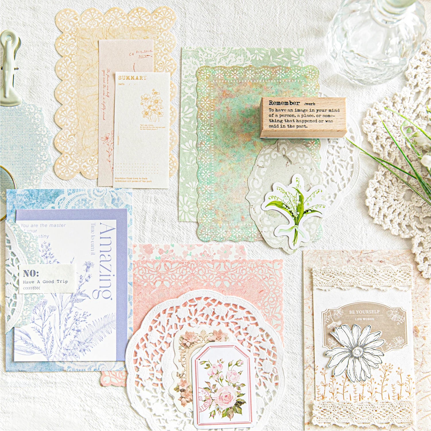 Light Vintage Watercolor Floral Kit, Artistic Botanical Decor Paper for DIY Journal Collage & Background Layering Qme
