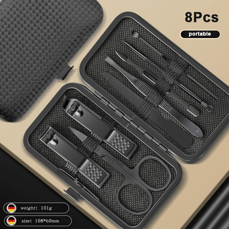 8 12 15 20 Manicure Cutters Nail Clipper Household Stainless Steel Qme All Black 8pcs