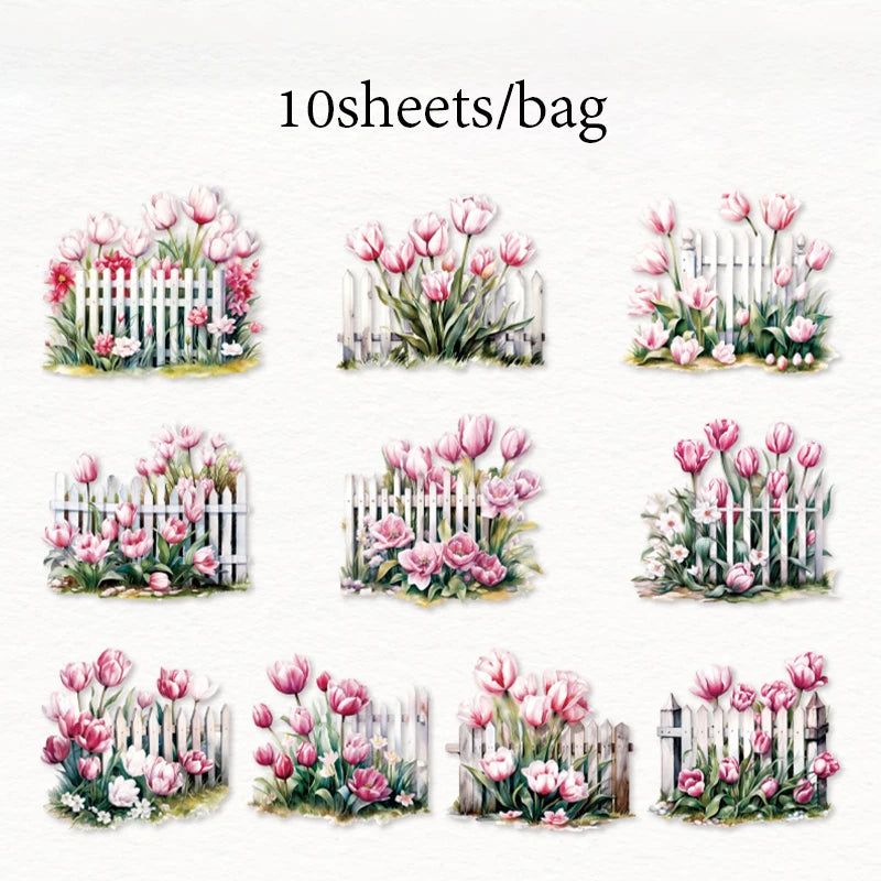 Sticker Pack 10sheets/bag Manor Hedge Flower Landscaping Stickers Scrapbooking DIY & Handbook Phone Case Notebook Decoration Qme 4