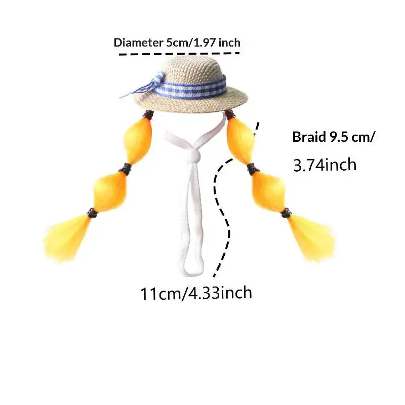 Golden Bear Parrot Double Ponytail Braid Wig Hat Multi-color Fashion Qme A7
