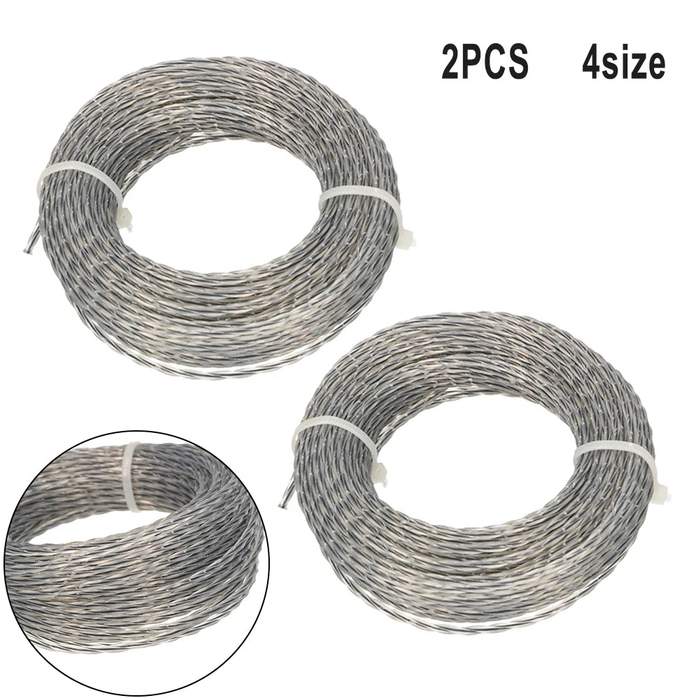 2 Rolls 15M 2.0/3.0mm Trimmer Nylon thread Rope Core-Reinforced Grass Trimmer Line 2.0- 3.0 Mm X 15m(30m) Line Spool Qme
