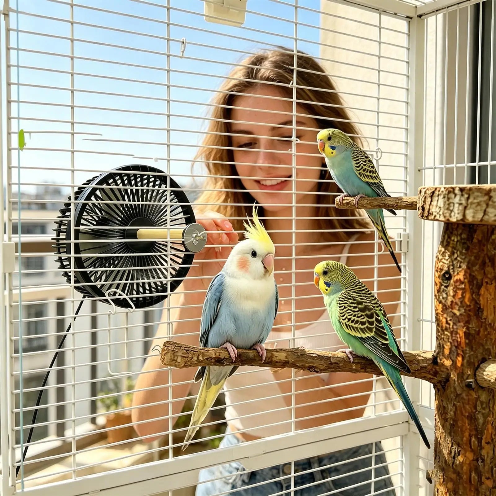 Pet Crate Fan 2-Speed USB Charging Cage Mount Quiet Bird Cage Crate Air Cooler Fan For Dog Duck Hamster Small Animal Lovebirds Qme