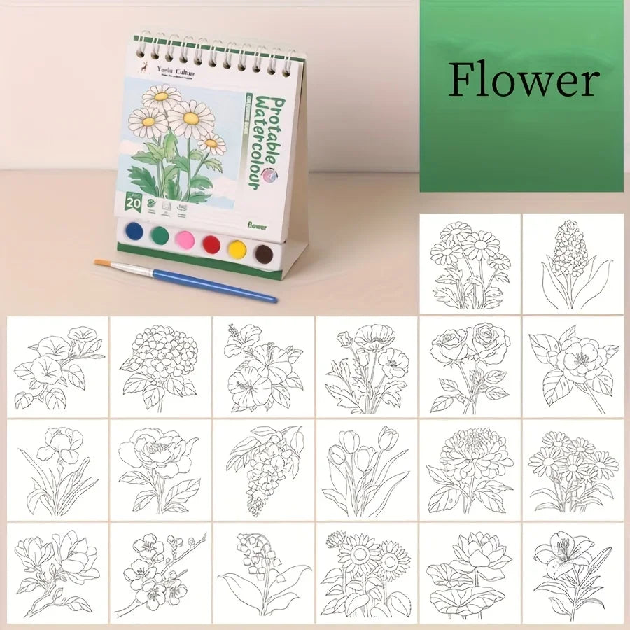 20 sheet watercolor sketchbook set, colorless leaves, suitable for creative drawing boards of students and professionals Qme