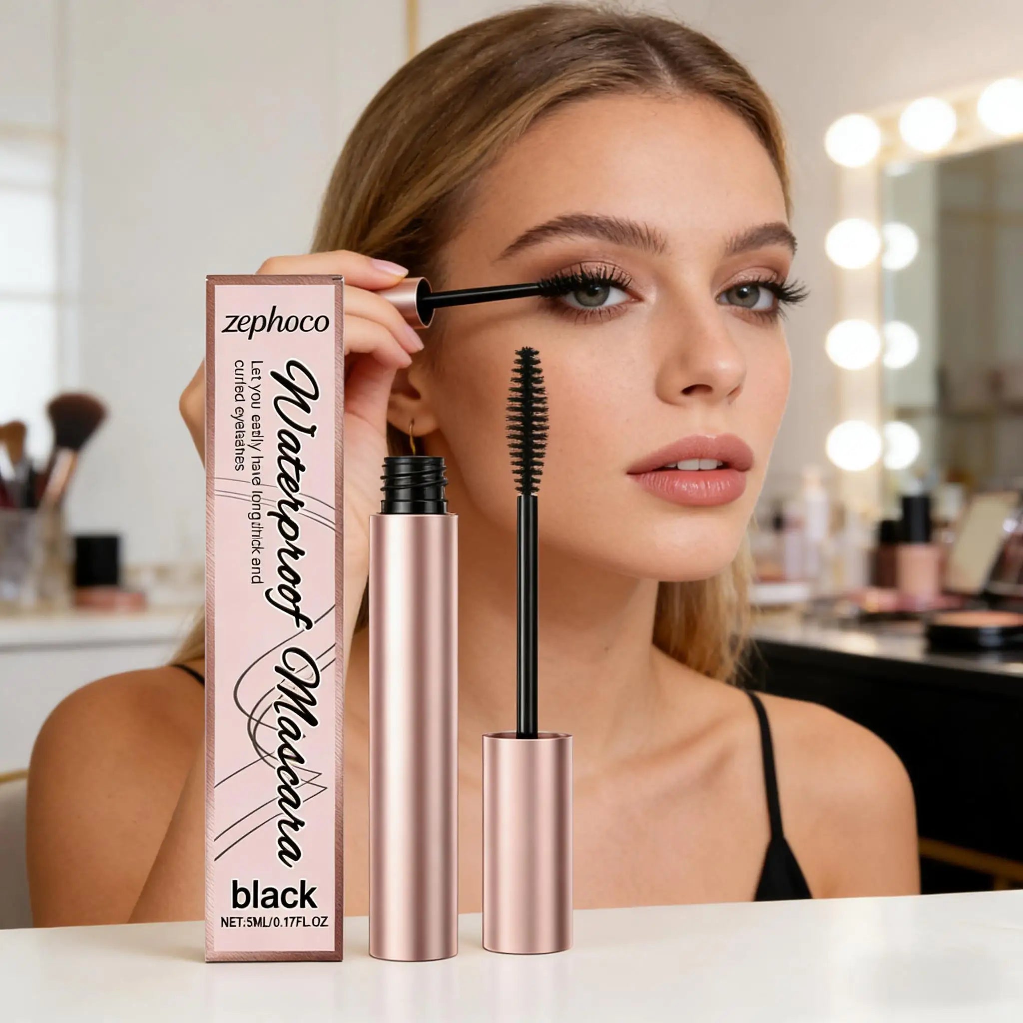 4D Black Mascara Waterproof Curling Volumizing Eyelash Extension Long-Lasting Natural Thick Lengthening Lashes Silk Fiber Makeup Qme