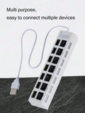 1 Abs Material 7-Port Independent Switch USB Hub Compatible Computers Qme black