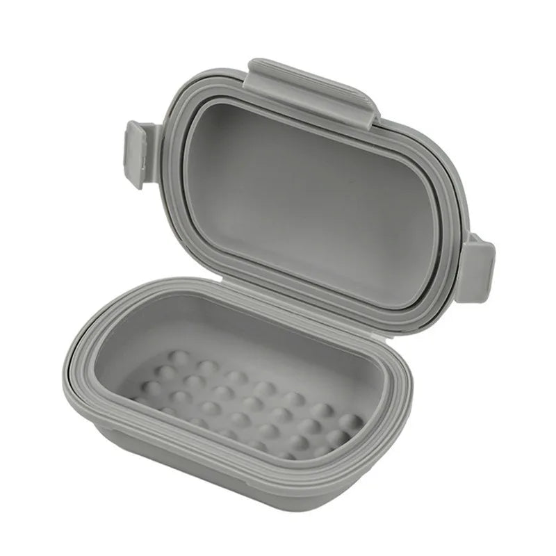 Travel Portable Flip Soap Dish Lid-leak Proof Bar Container Fold Flat Qme Gray