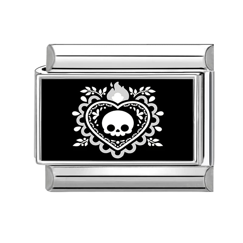 2026 Women Men Colored Star Ghost Cats Halloween Charms Italian Links