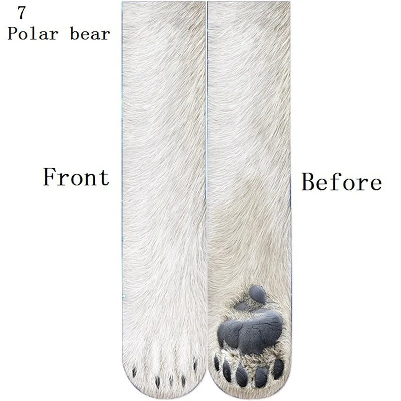 Funny Animal Paw Socks Cat Tiger Leg Toe Men Women Party Outdoor Qme style7 One Size