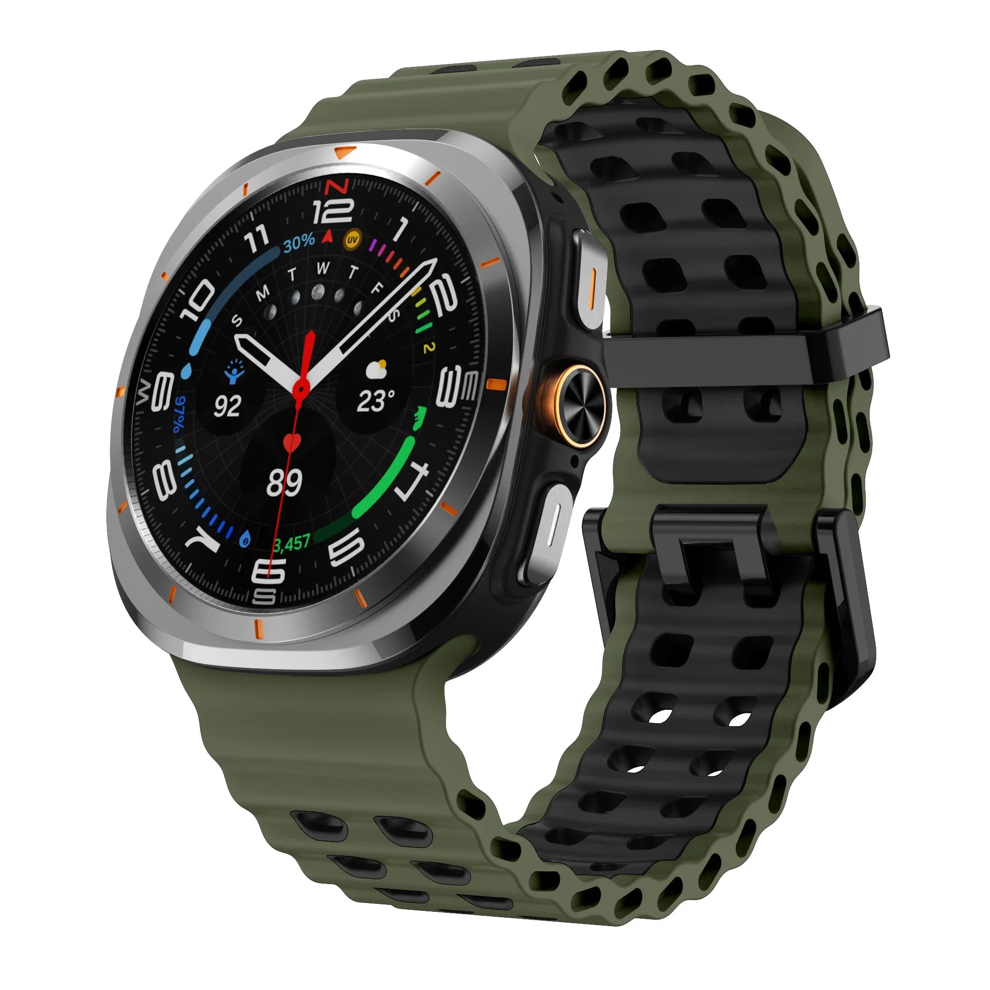 Two-Tone Sports Silicone Strap For Samsung Galaxy Watch Ultra Marine Band Bracelet For GalaxyWatch Ultra 47mm Watchband Qme AGreenB Galaxy Watch Ultra