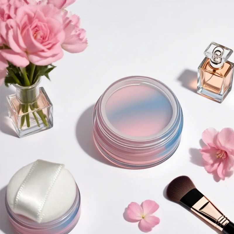 Plastic Empty Loose Powder Jar Makeup Puff Box Sifter Container Qme