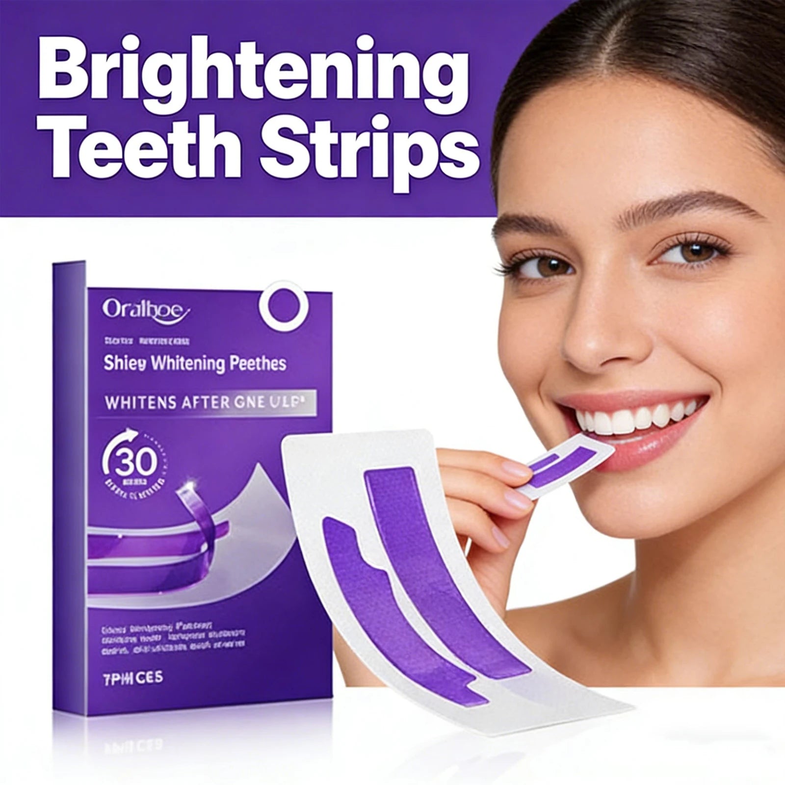 Purple Teeth Whitening Strips Tooth Stain Remover Tooth Plaque Removal Color Correction Non Sensitive Whitening Teeth Patch 7pcs Qme