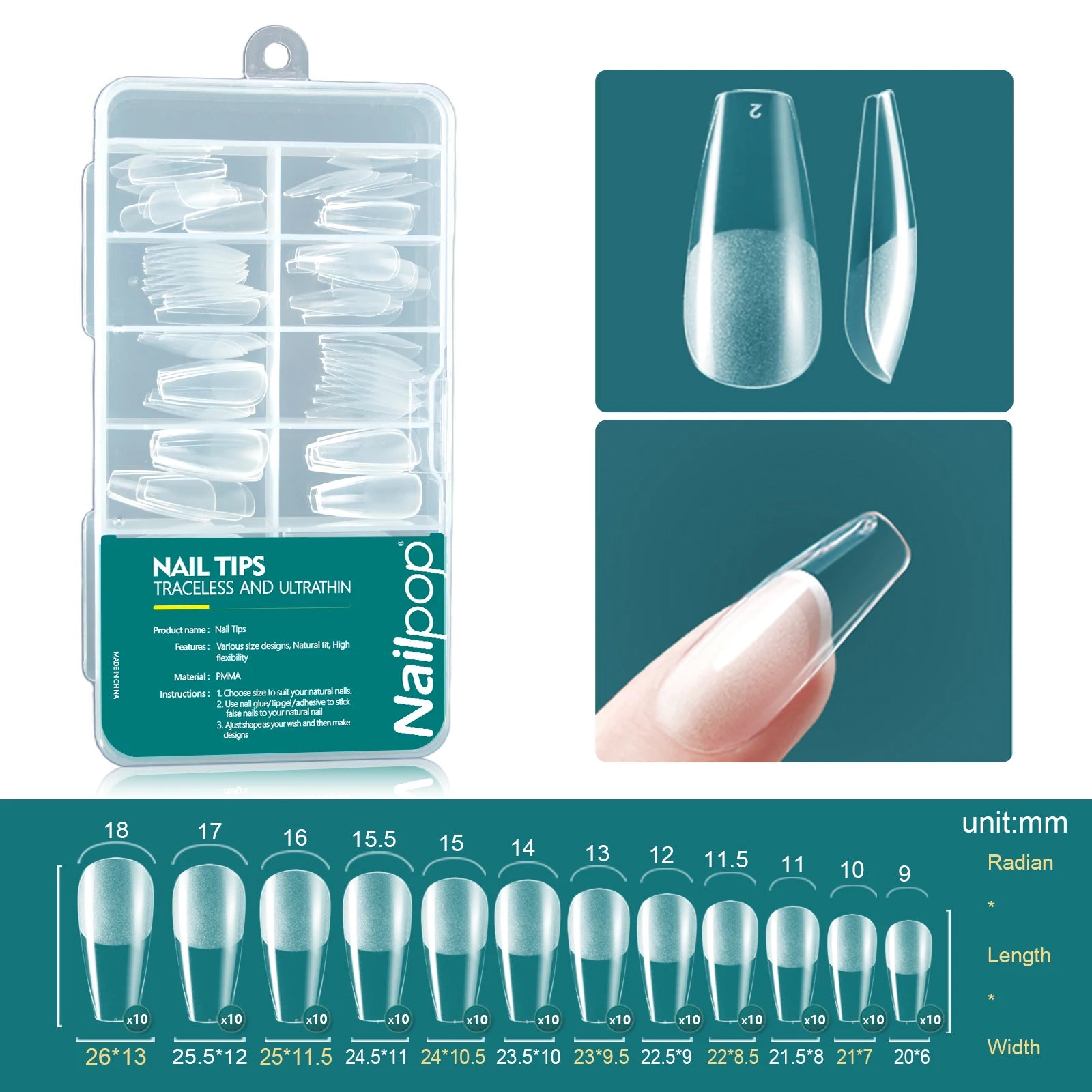 Nailpop Soft Gel Tips Nails Acrylic Material Half Almond Artificial Qme Coffin 001-120pcs