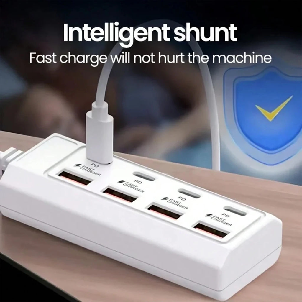 8-Terminal Station Fast Charging USB Hub Equipped 4 PD Ports 25W Qme