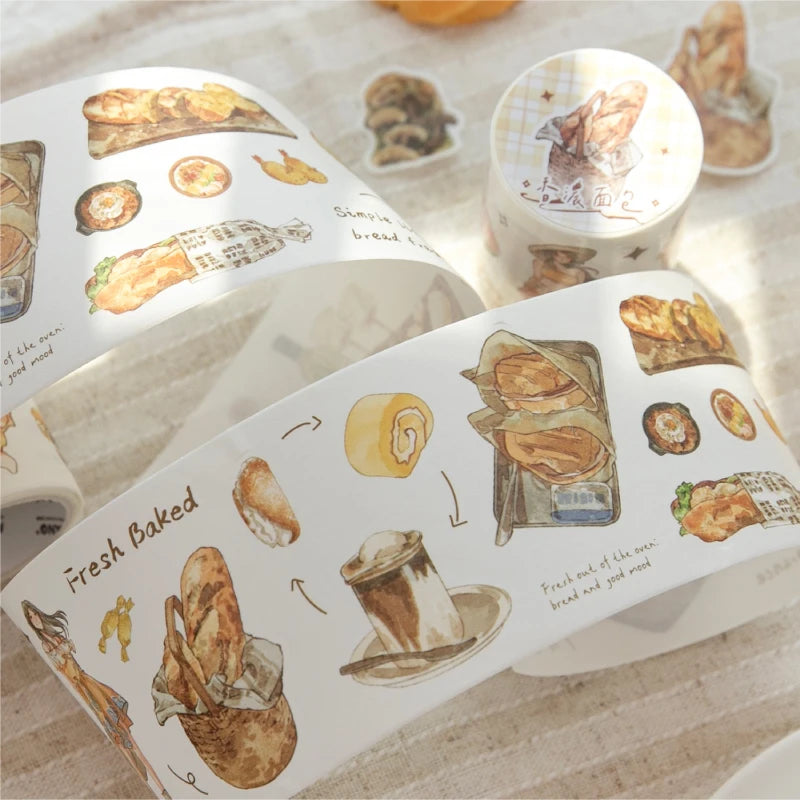 Healing Lifestyle Decorative Tape With Girly and Food Themed Elements, Perfect for Junk Journal Crafting and Back-to-School Gift Qme
