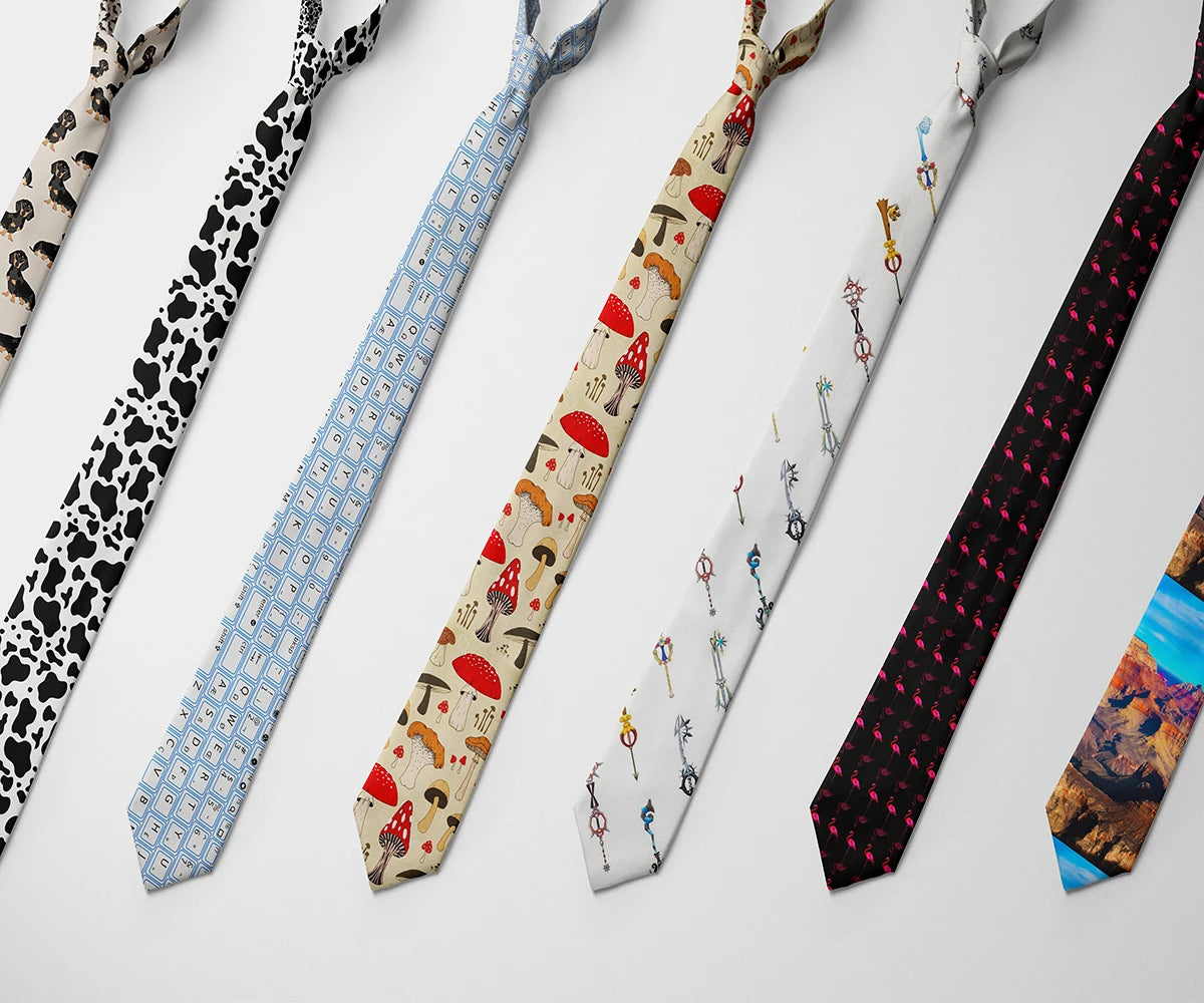 Funny Mushroom Dog Tie Men's Fashion Wedding Keyboard Business Party Qme