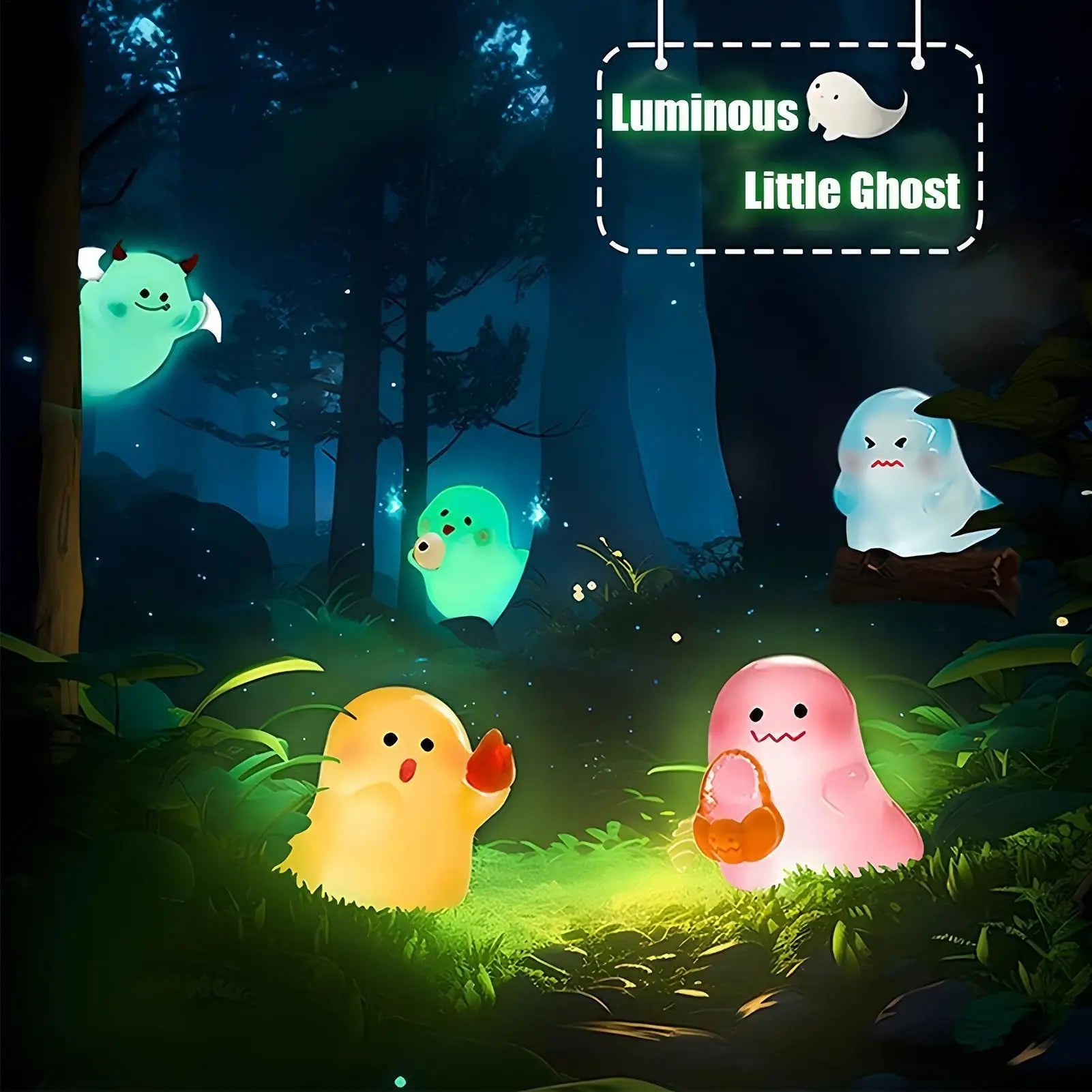 Ghost Figure Halloween Figurines Home Decor 6 Luminous Resin Statue Qme