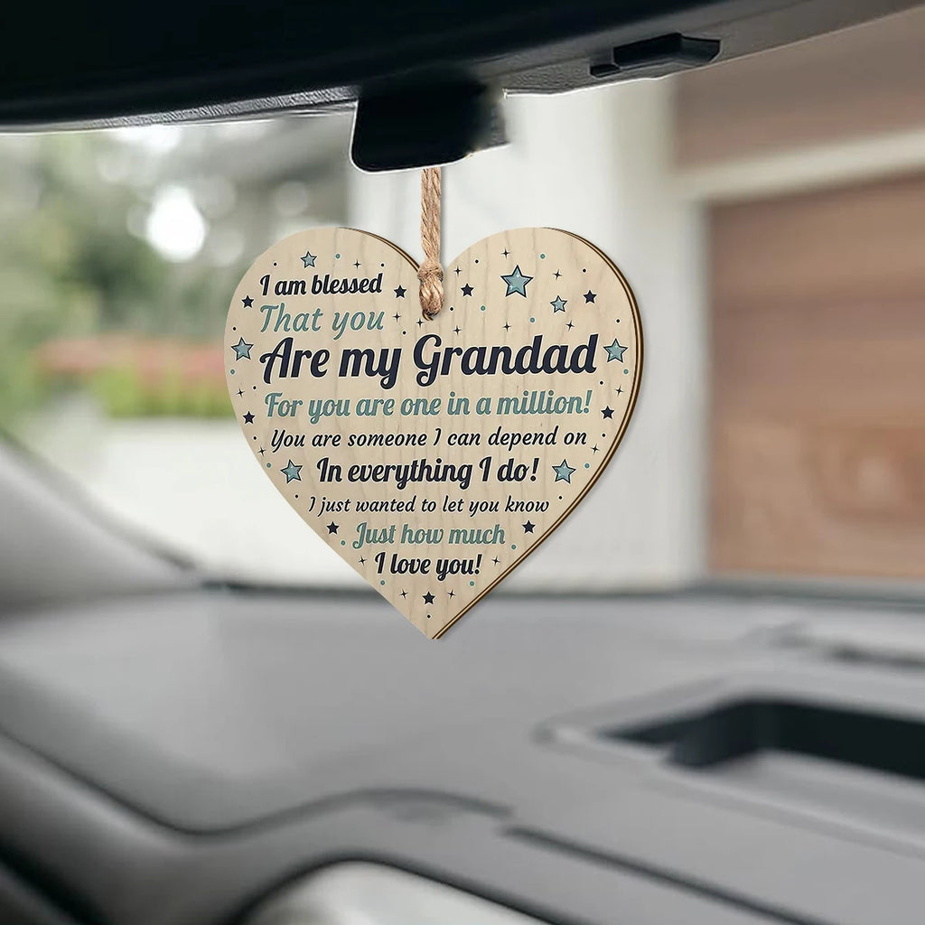 1PC wooden gratitude grandfather love hanging decoration, handwritten heartfelt confession, grandfather gratitude gift Qme