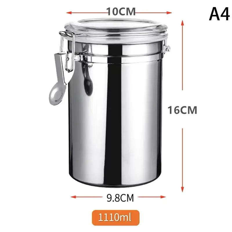 304 Stainless Steel Airtight Food Container Moisture-Proof Grain Storage Can for Kitchen Qme A4